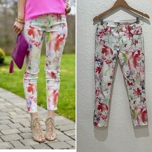 DL1961 White Multicolor Floral Crop Jeans